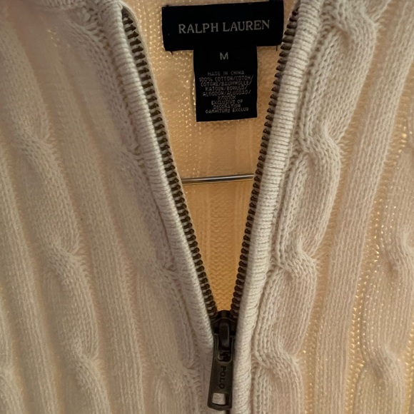 Ralph Lauren girls cream hooded zip up sweater size medium - Picture 4 of 4